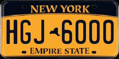 NY license plate HGJ6000