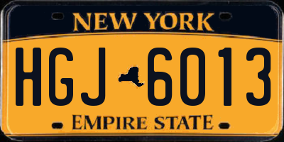 NY license plate HGJ6013