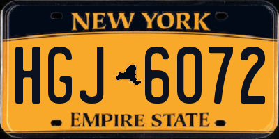 NY license plate HGJ6072