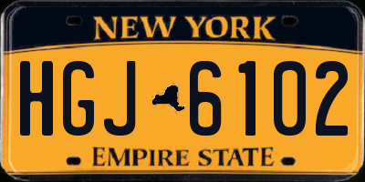 NY license plate HGJ6102