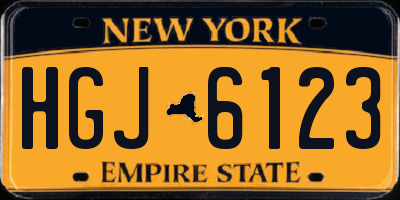 NY license plate HGJ6123