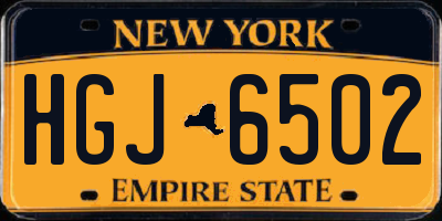 NY license plate HGJ6502