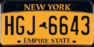 NY license plate HGJ6643