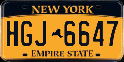 NY license plate HGJ6647
