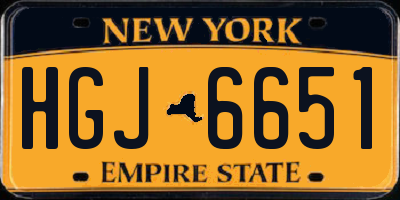 NY license plate HGJ6651