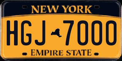 NY license plate HGJ7000