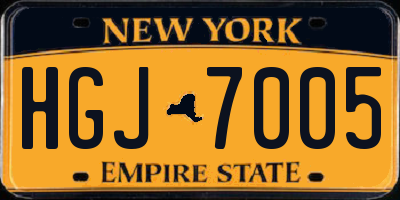 NY license plate HGJ7005