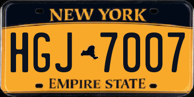 NY license plate HGJ7007