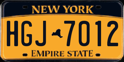 NY license plate HGJ7012