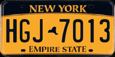 NY license plate HGJ7013