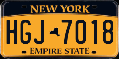NY license plate HGJ7018