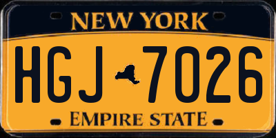 NY license plate HGJ7026