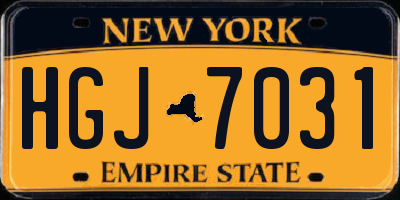 NY license plate HGJ7031