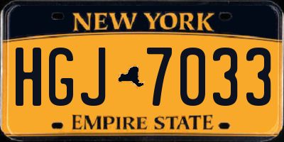 NY license plate HGJ7033