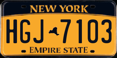 NY license plate HGJ7103
