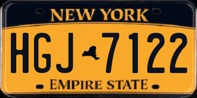 NY license plate HGJ7122