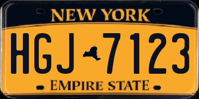 NY license plate HGJ7123