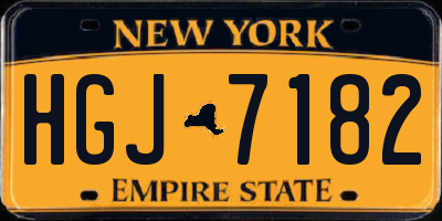 NY license plate HGJ7182