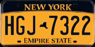 NY license plate HGJ7322