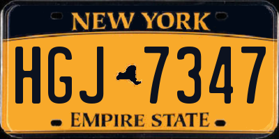 NY license plate HGJ7347