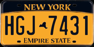 NY license plate HGJ7431