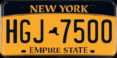 NY license plate HGJ7500