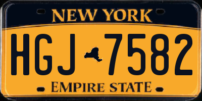 NY license plate HGJ7582