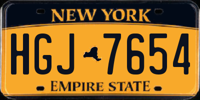 NY license plate HGJ7654