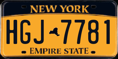 NY license plate HGJ7781