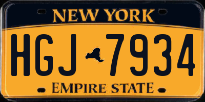 NY license plate HGJ7934