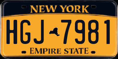 NY license plate HGJ7981