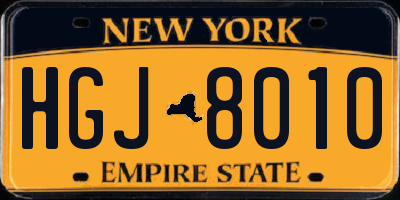 NY license plate HGJ8010