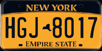 NY license plate HGJ8017