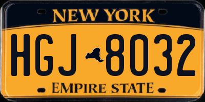 NY license plate HGJ8032