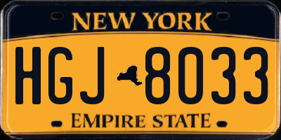 NY license plate HGJ8033
