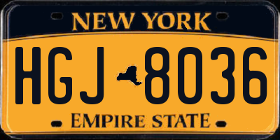 NY license plate HGJ8036