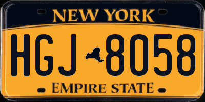 NY license plate HGJ8058