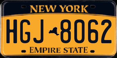 NY license plate HGJ8062