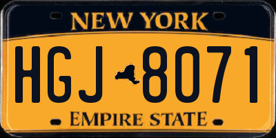 NY license plate HGJ8071