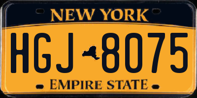 NY license plate HGJ8075