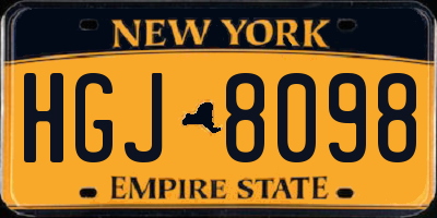 NY license plate HGJ8098