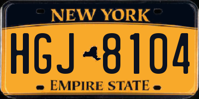 NY license plate HGJ8104