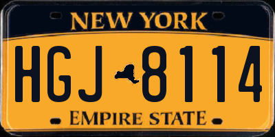 NY license plate HGJ8114