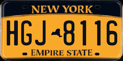 NY license plate HGJ8116