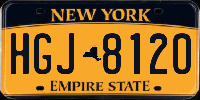 NY license plate HGJ8120