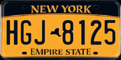 NY license plate HGJ8125