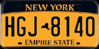 NY license plate HGJ8140
