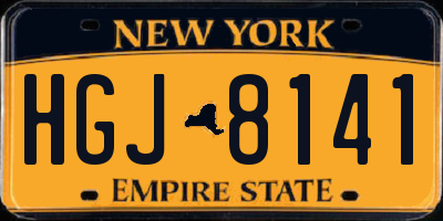 NY license plate HGJ8141