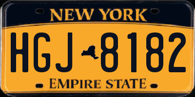 NY license plate HGJ8182