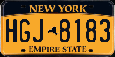 NY license plate HGJ8183